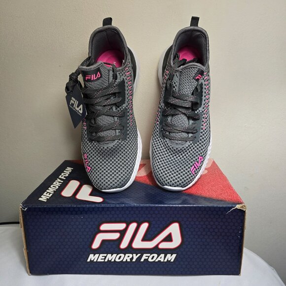 Fila Gray Women's Running Sneakers W Pink Accents - Memory Backlash 20 Size 9 - Picture 2 of 10